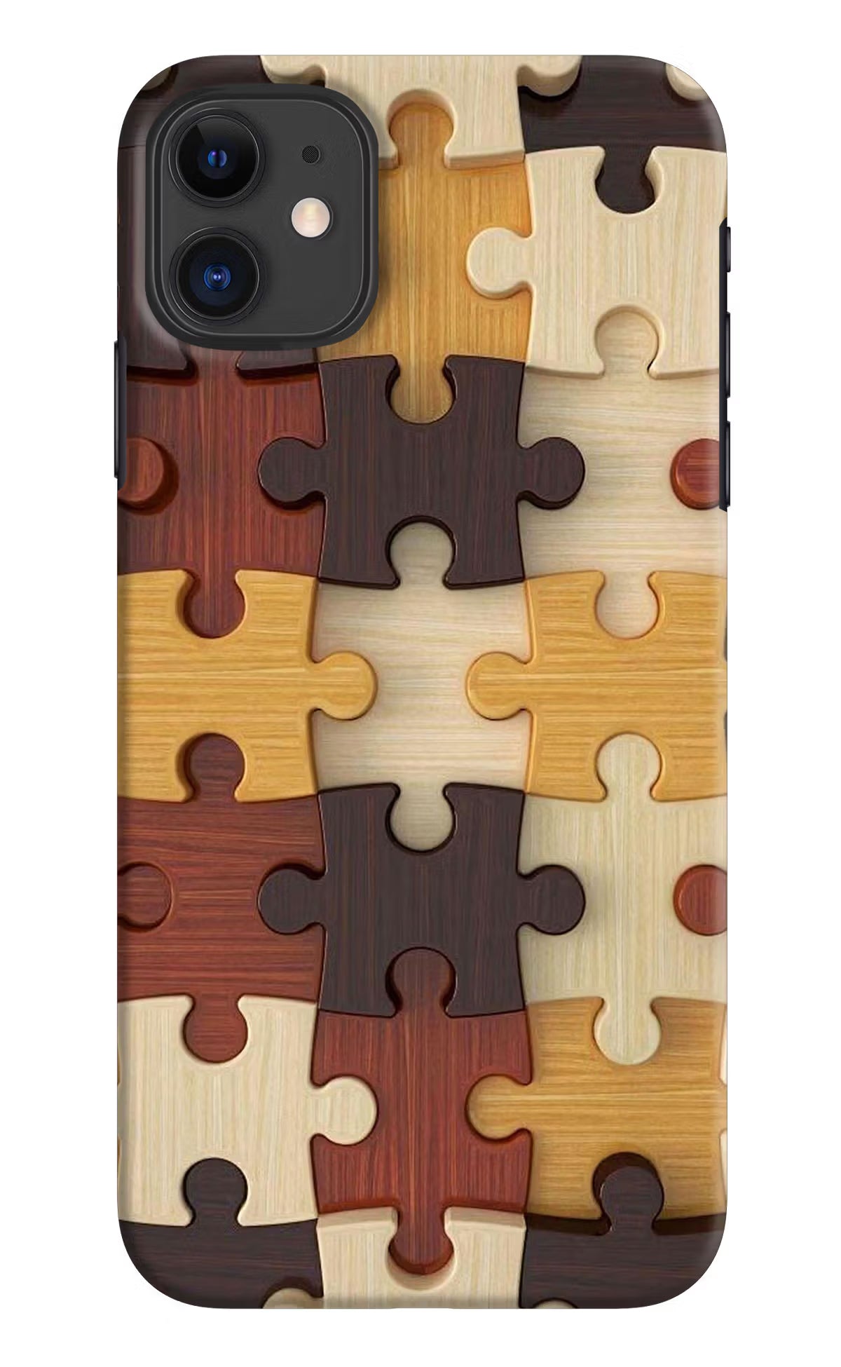 Wooden Puzzle iPhone 11 Hard Case Back Cover by Casekaro