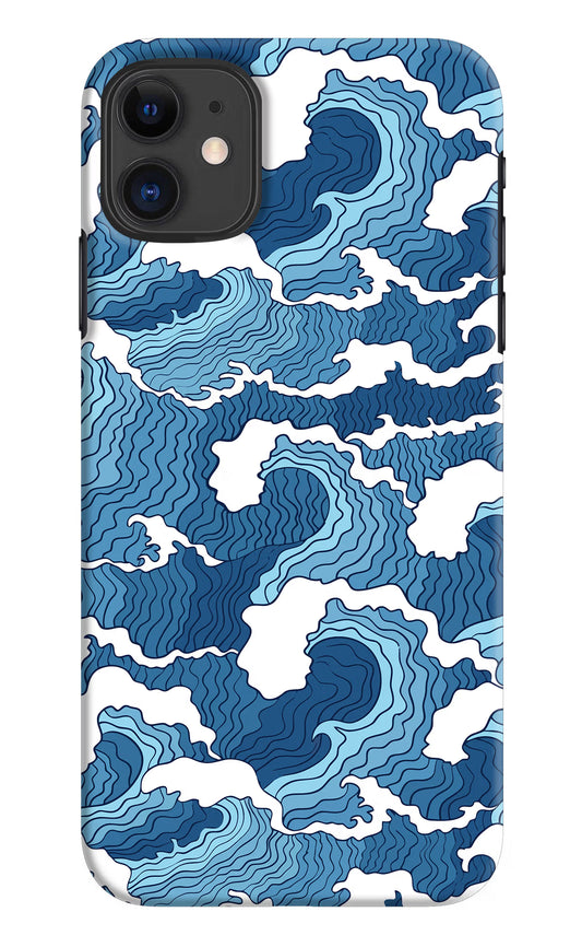 Blue Waves iPhone 11 Hard Case Back Cover by Casekaro