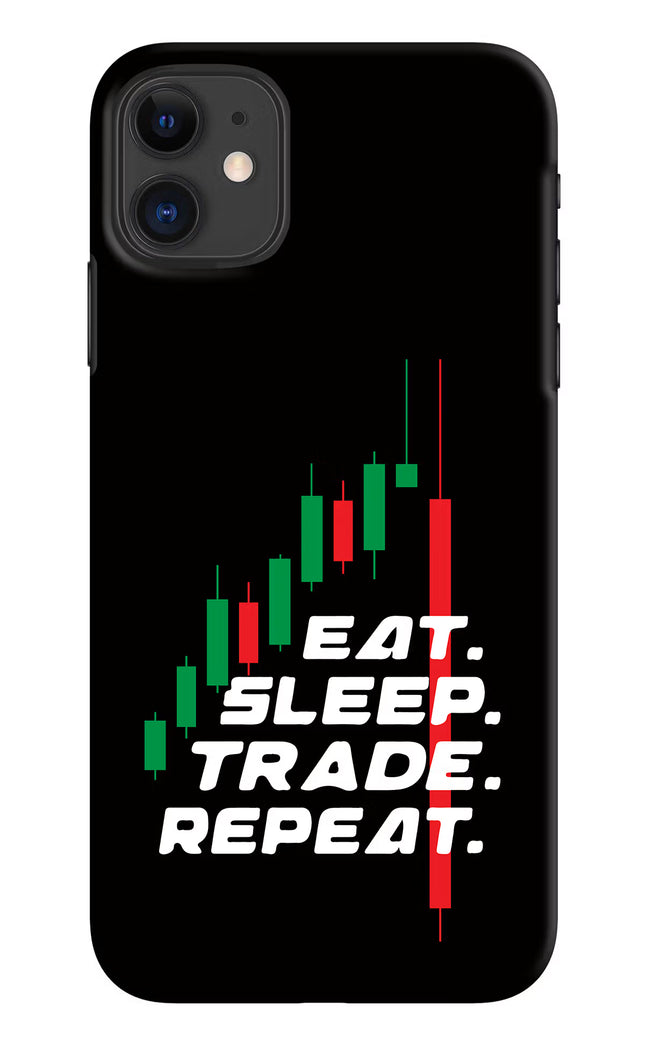 Eat Sleep Trade Repeat iPhone 11 Hard Case Back Cover by Casekaro
