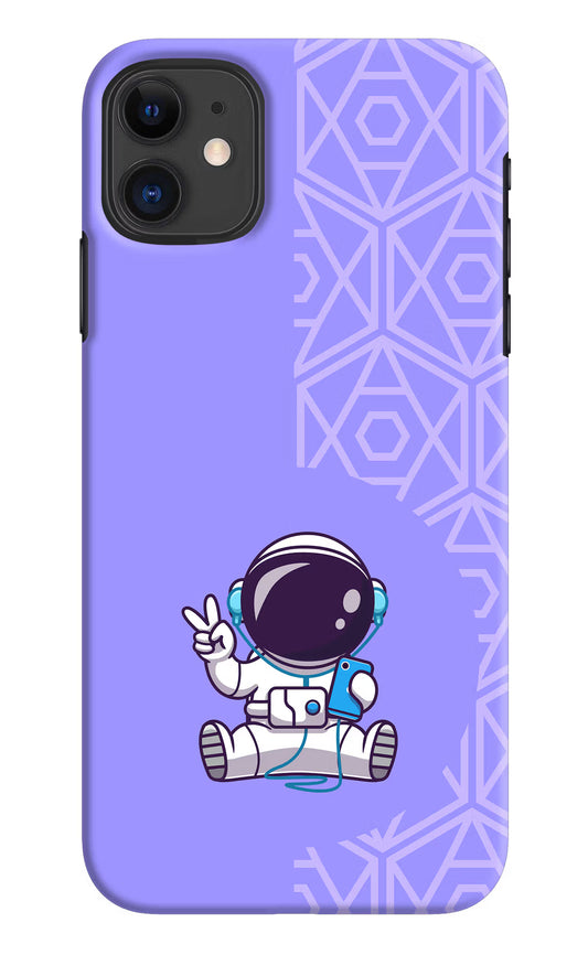 Cute Astronaut Chilling iPhone 11 Hard Case Back Cover by Casekaro