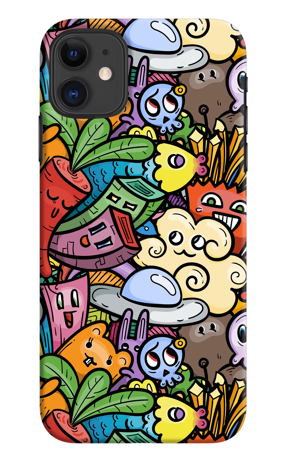 Veggie Doodle iPhone 11 Hard Case Back Cover by Casekaro