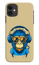 Monkey Headphone iPhone 11 Hard Case Back Cover by Casekaro