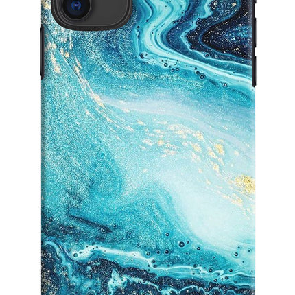 Blue Glitter Marble iPhone 11 Hard Case Back Cover by Casekaro