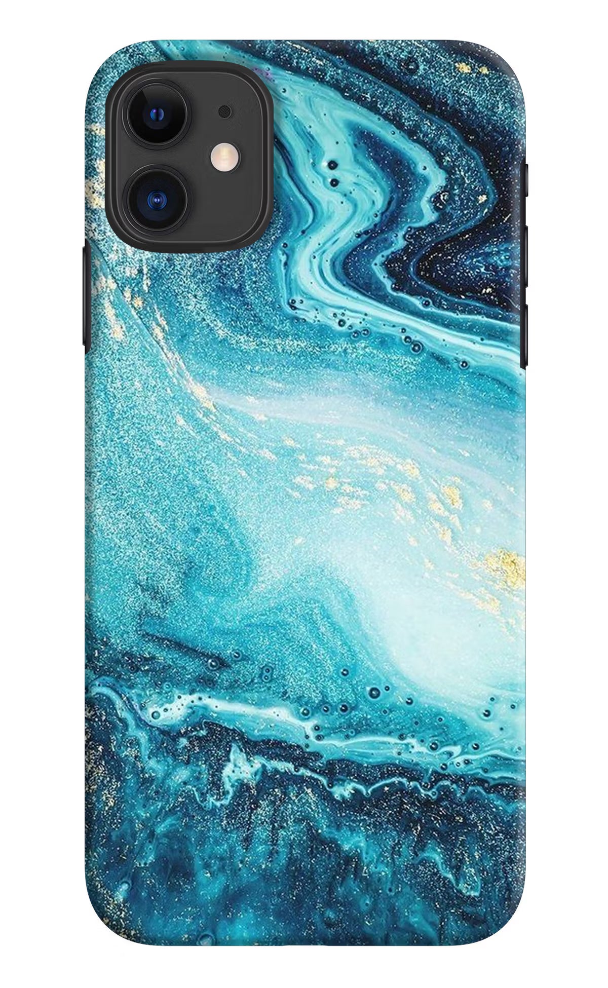 Blue Glitter Marble iPhone 11 Hard Case Back Cover by Casekaro