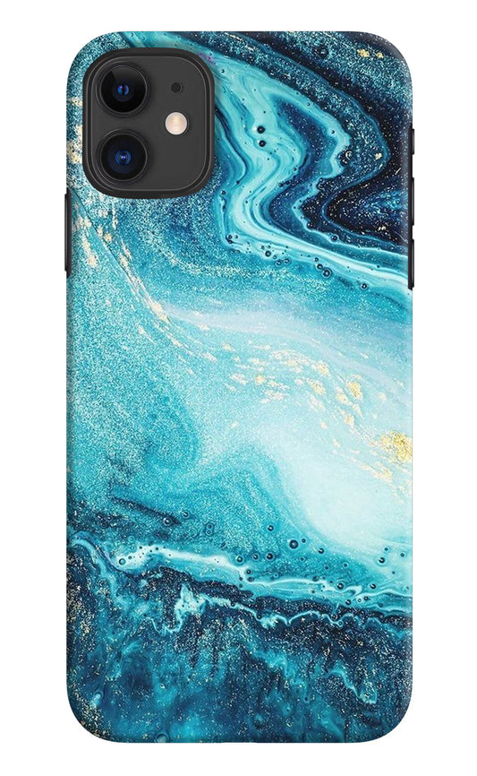 Blue Glitter Marble iPhone 11 Hard Case Back Cover by Casekaro