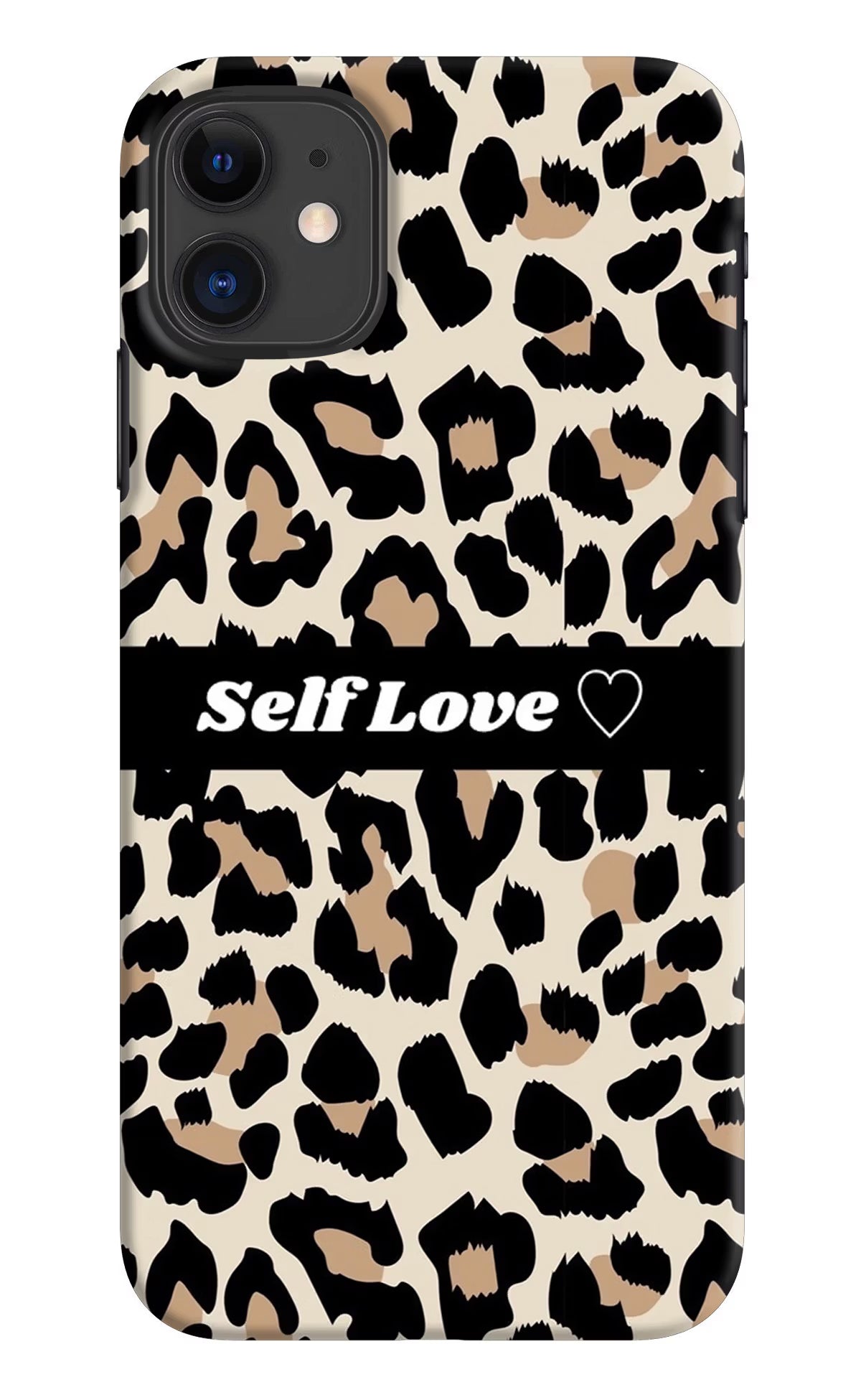 Leopard Print Self Love iPhone 11 Hard Case Back Cover by Casekaro
