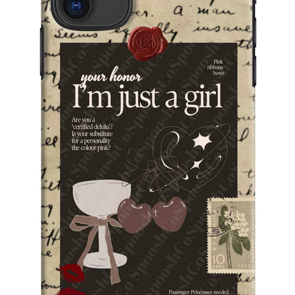 I am just a girl iPhone 11 Hard Case Back Cover by Casekaro