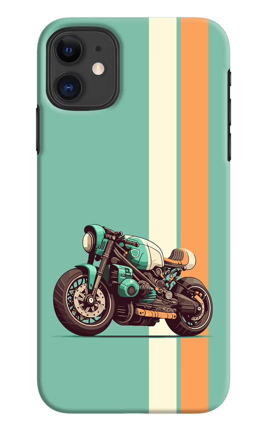 Striped Moto Drift iPhone 11 Hard Case Back Cover by Casekaro