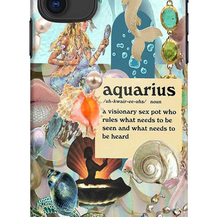 Aquarius Zodiac iPhone 11 Hard Case Back Cover by Casekaro