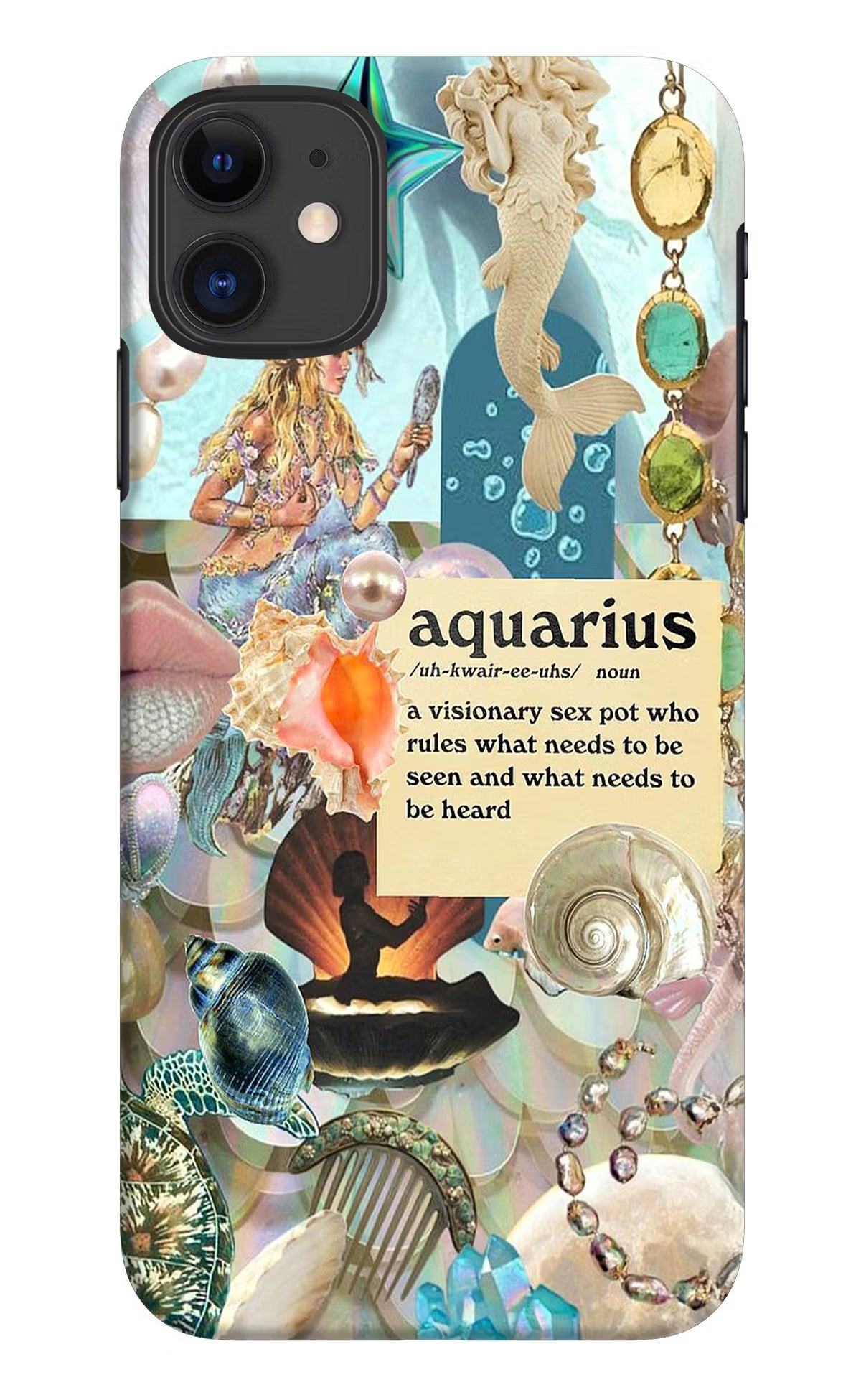 Aquarius Zodiac iPhone 11 Hard Case Back Cover by Casekaro