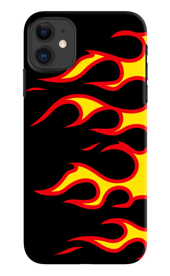 Side Sweep Flames iPhone 11 Hard Case Back Cover by Casekaro