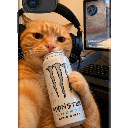 Gamer Cat Energy iPhone 11 Hard Case Back Cover by Casekaro