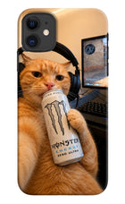 Gamer Cat Energy iPhone 11 Hard Case Back Cover by Casekaro