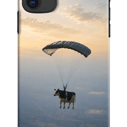 Skydiving Cow iPhone 11 Hard Case Back Cover by Casekaro