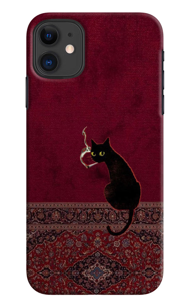 Midnight Cat iPhone 11 Hard Case Back Cover by Casekaro