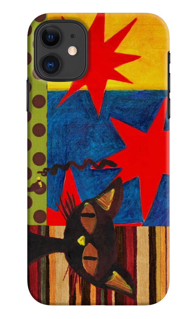 Pop Cat iPhone 11 Hard Case Back Cover by Casekaro