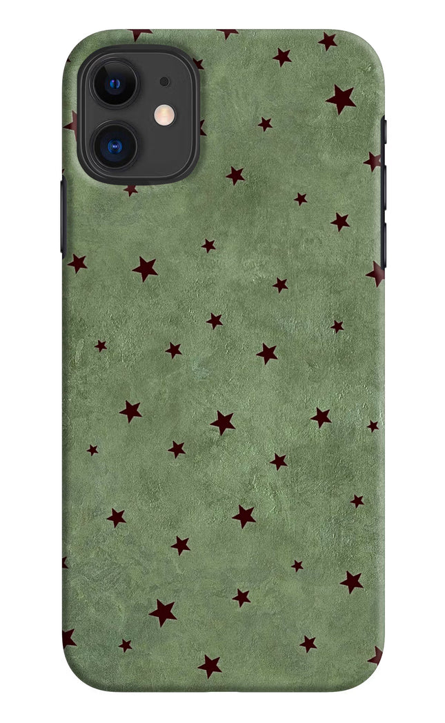 Green Stars iPhone 11 Hard Case Back Cover by Casekaro