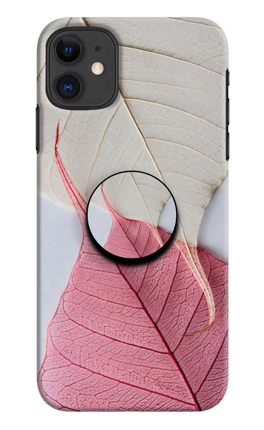 White Pink Leaf iPhone 11 Pop Case by Casekaro