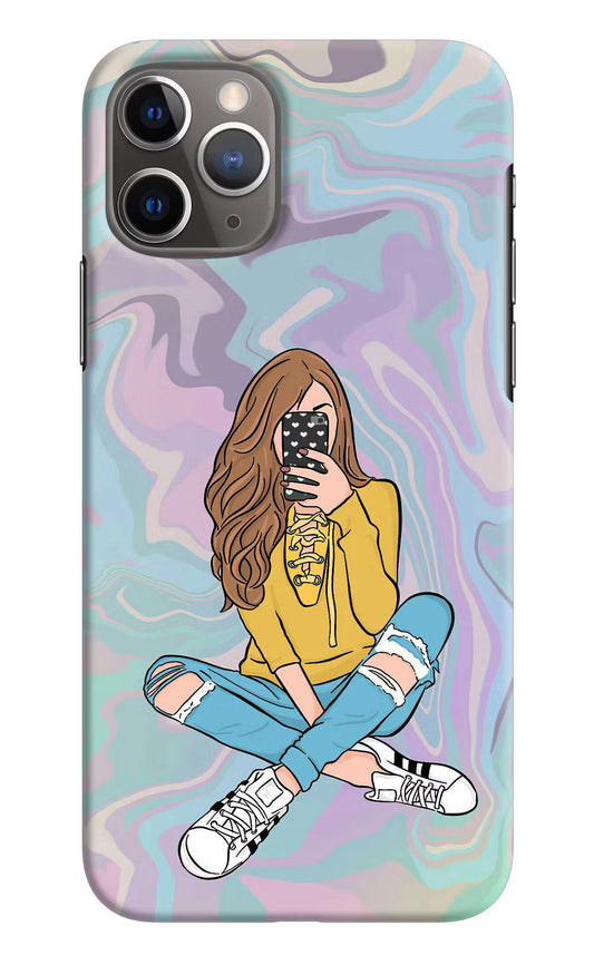 Selfie Girl iPhone 11 Pro Hard Case Back Cover by Casekaro
