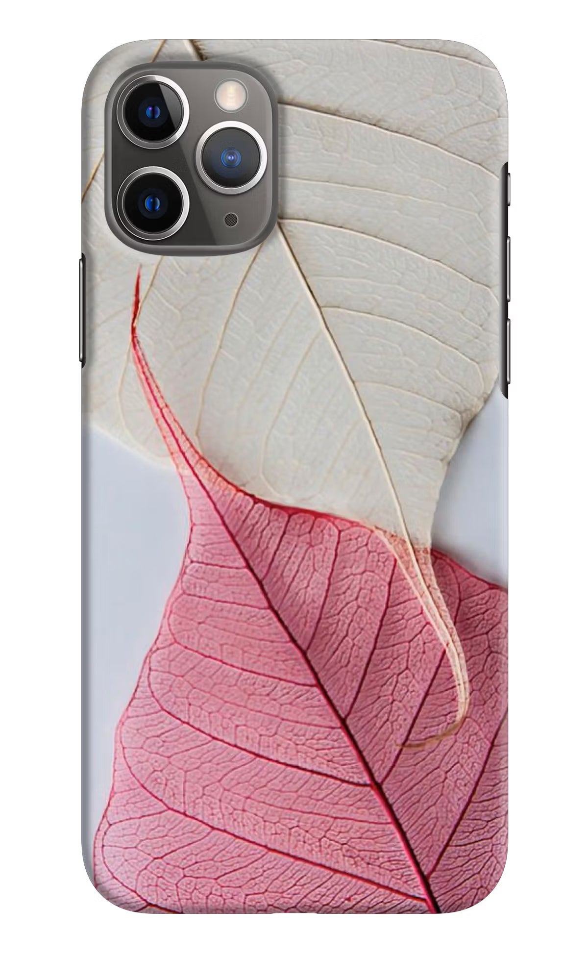 White Pink Leaf iPhone 11 Pro Hard Case Back Cover by Casekaro
