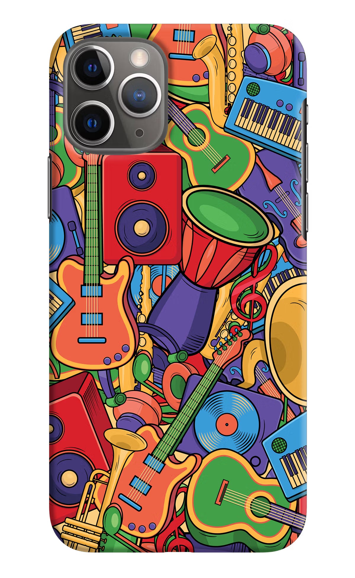 Music Instrument Doodle iPhone 11 Pro Hard Case Back Cover by Casekaro