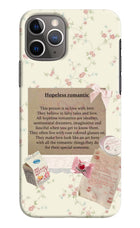 Hopeless Romantic iPhone 11 Pro Hard Case Back Cover by Casekaro