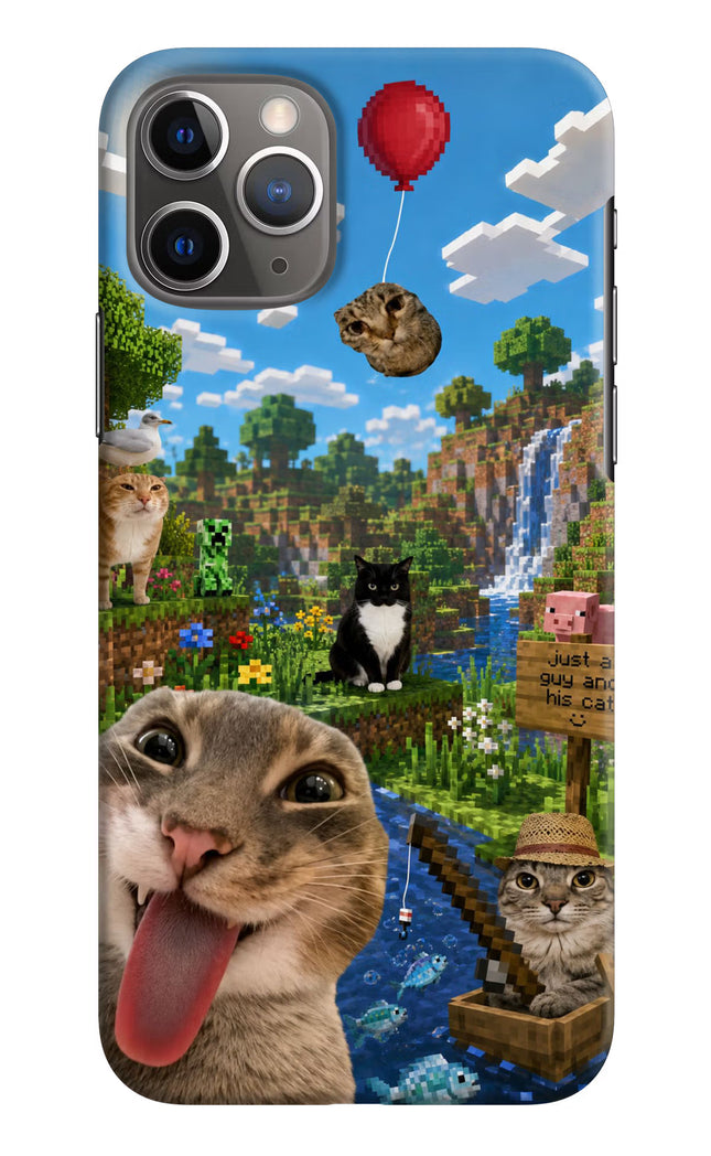 Minecraft Cat Chaos iPhone 11 Pro Hard Case Back Cover by Casekaro