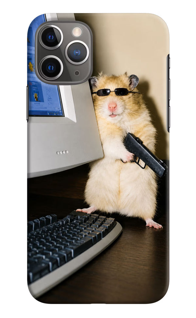 Hacker Hamster iPhone 11 Pro Hard Case Back Cover by Casekaro