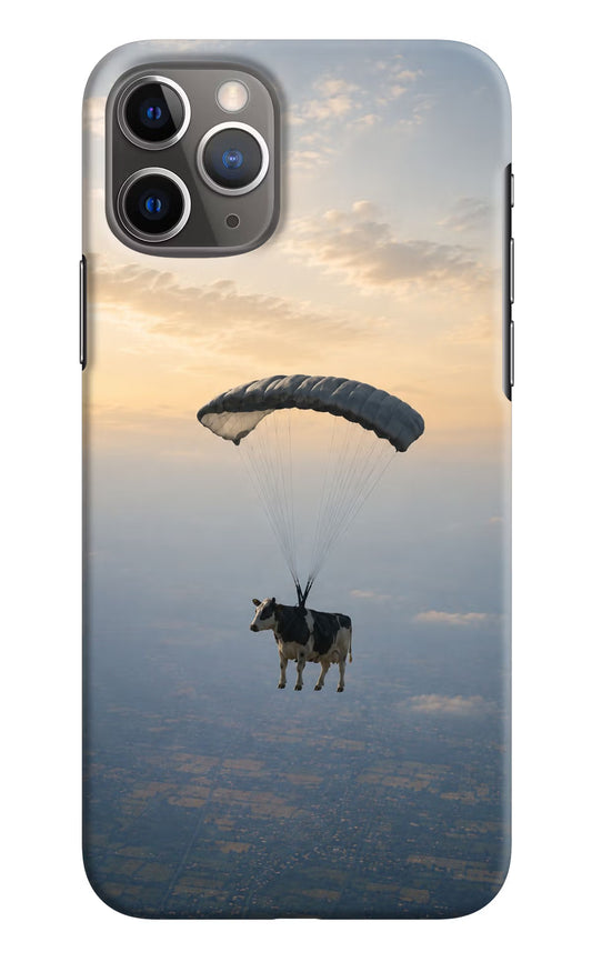 Skydiving Cow iPhone 11 Pro Hard Case Back Cover by Casekaro