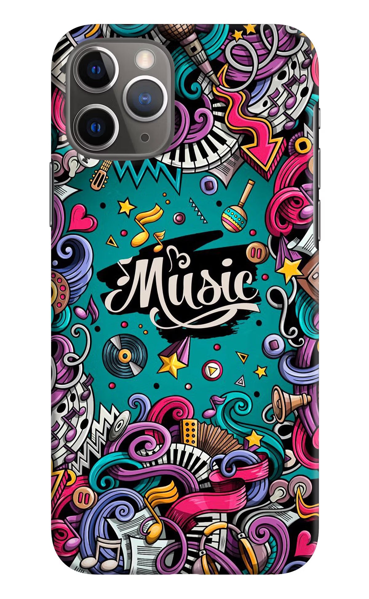 Music Graffiti iPhone 11 Pro Max Hard Case Back Cover by Casekaro