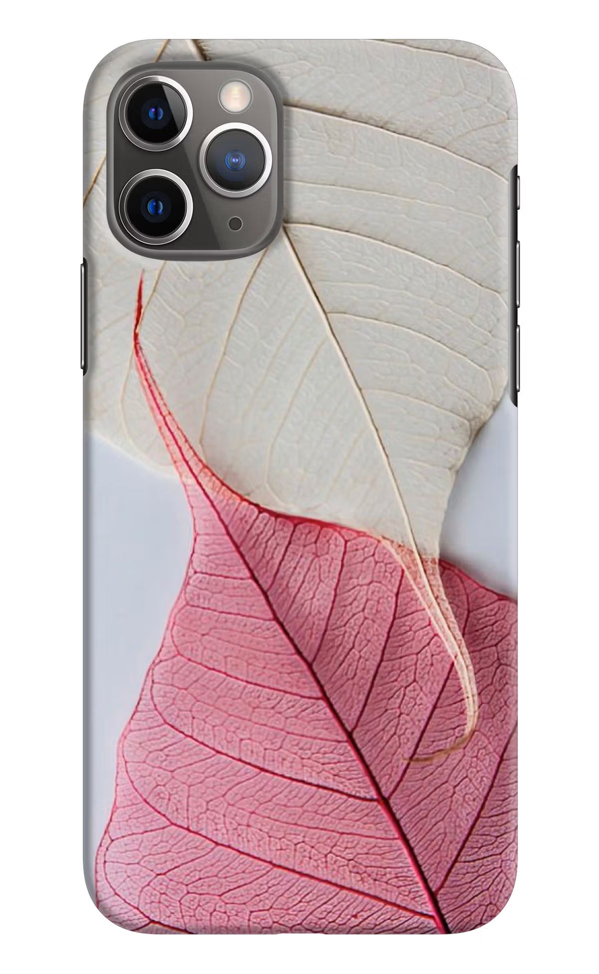 White Pink Leaf iPhone 11 Pro Max Hard Case Back Cover by Casekaro