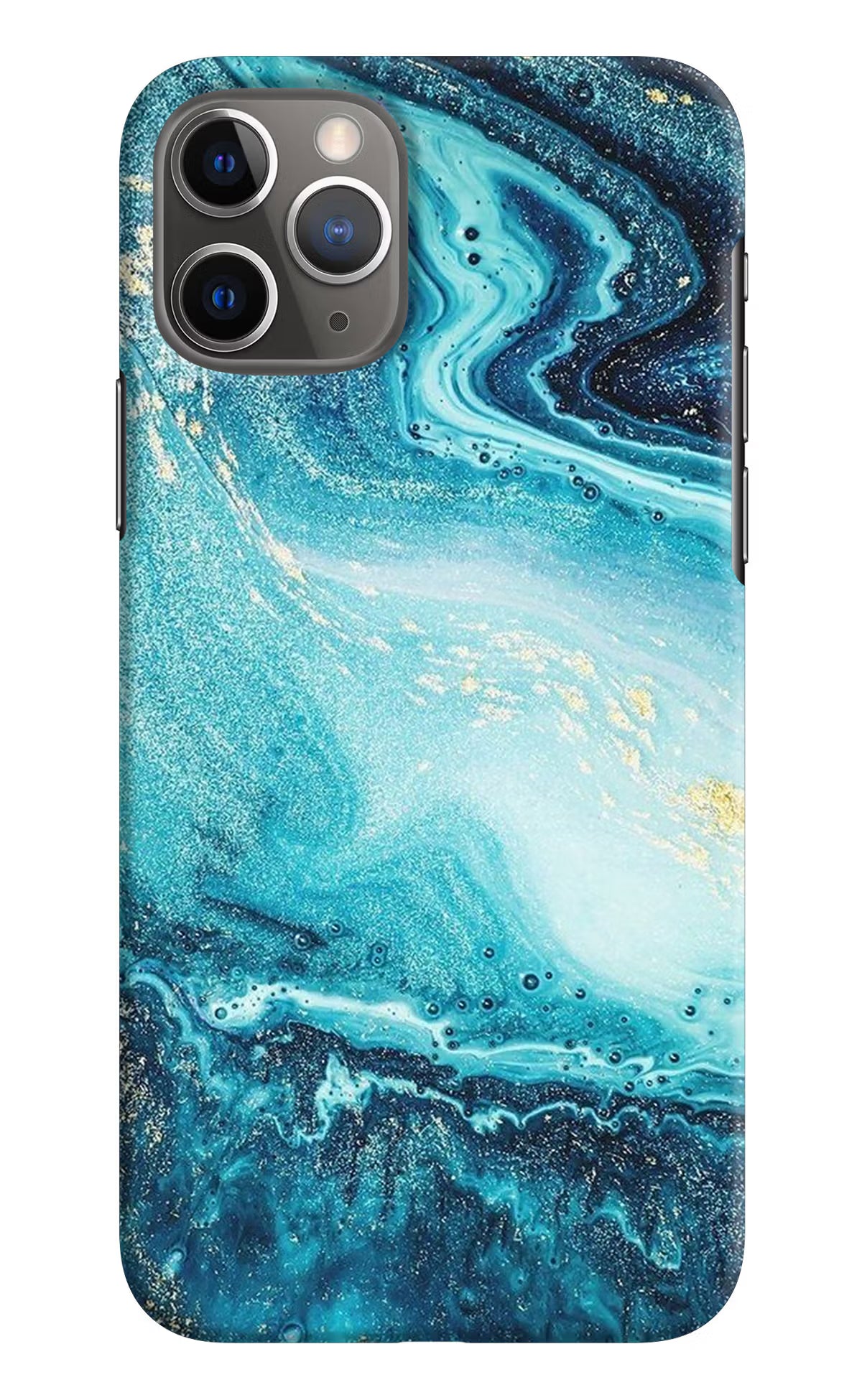 Blue Glitter Marble iPhone 11 Pro Max Hard Case Back Cover by Casekaro