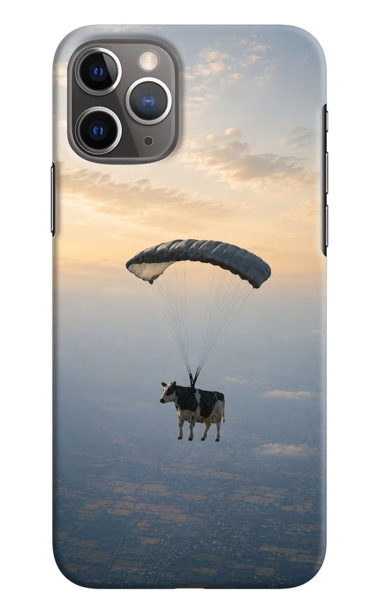 Skydiving Cow iPhone 11 Pro Max Hard Case Back Cover by Casekaro