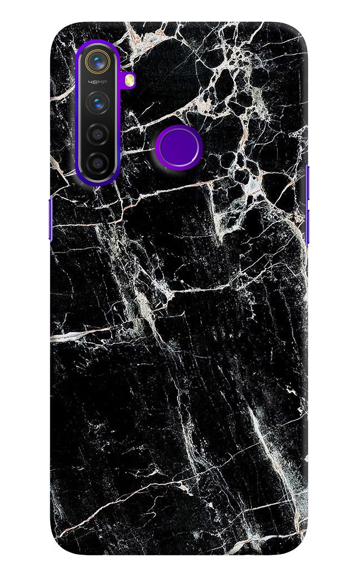 Black Marble Texture Realme 5 Pro Hard Case Back Cover by Casekaro