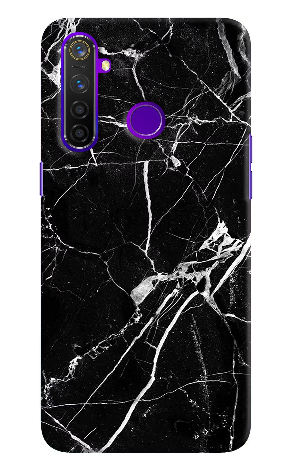 Black Marble Pattern Realme 5 Pro Hard Case Back Cover by Casekaro