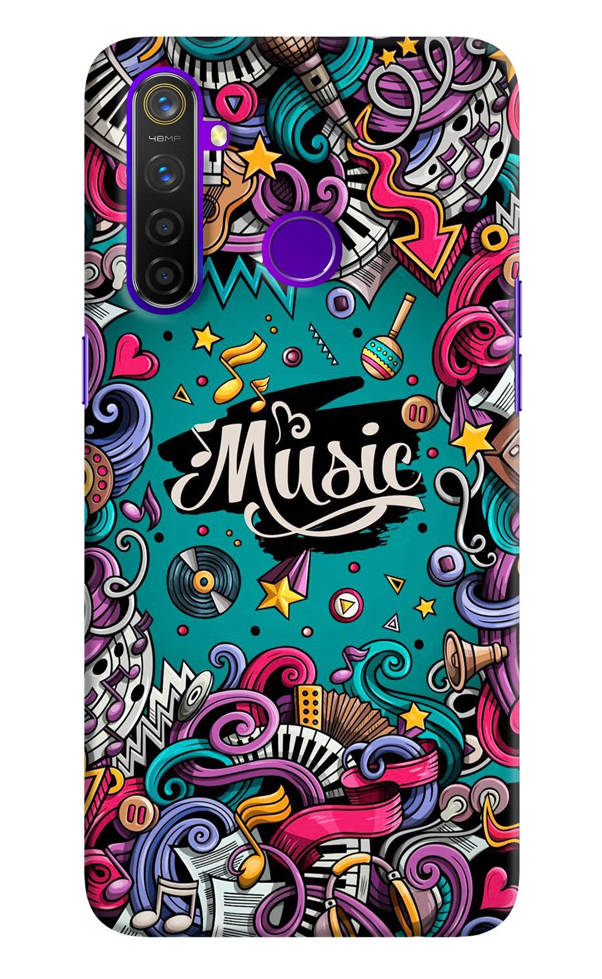 Music Graffiti Realme 5 Pro Hard Case Back Cover by Casekaro