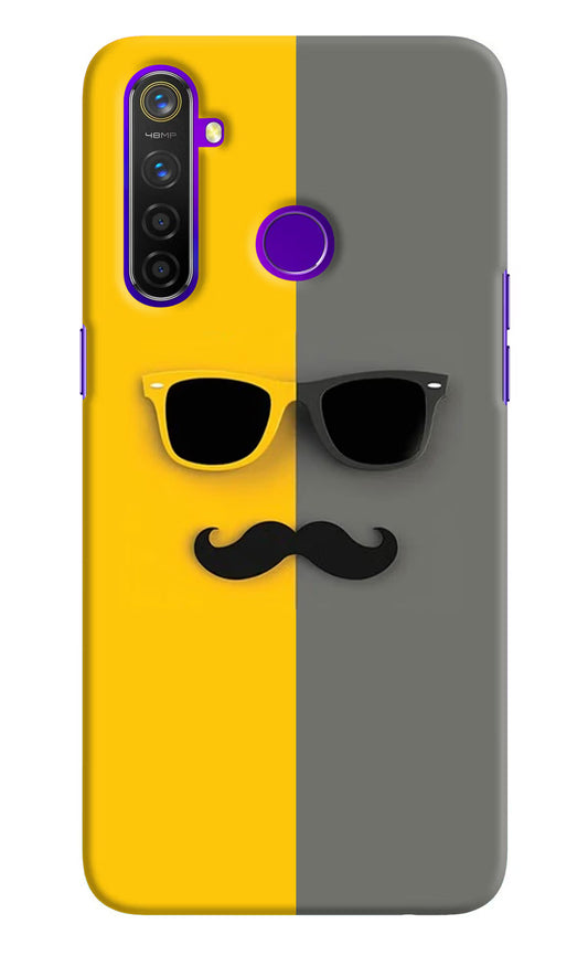 Sunglasses with Mustache Realme 5 Pro Hard Case Back Cover by Casekaro