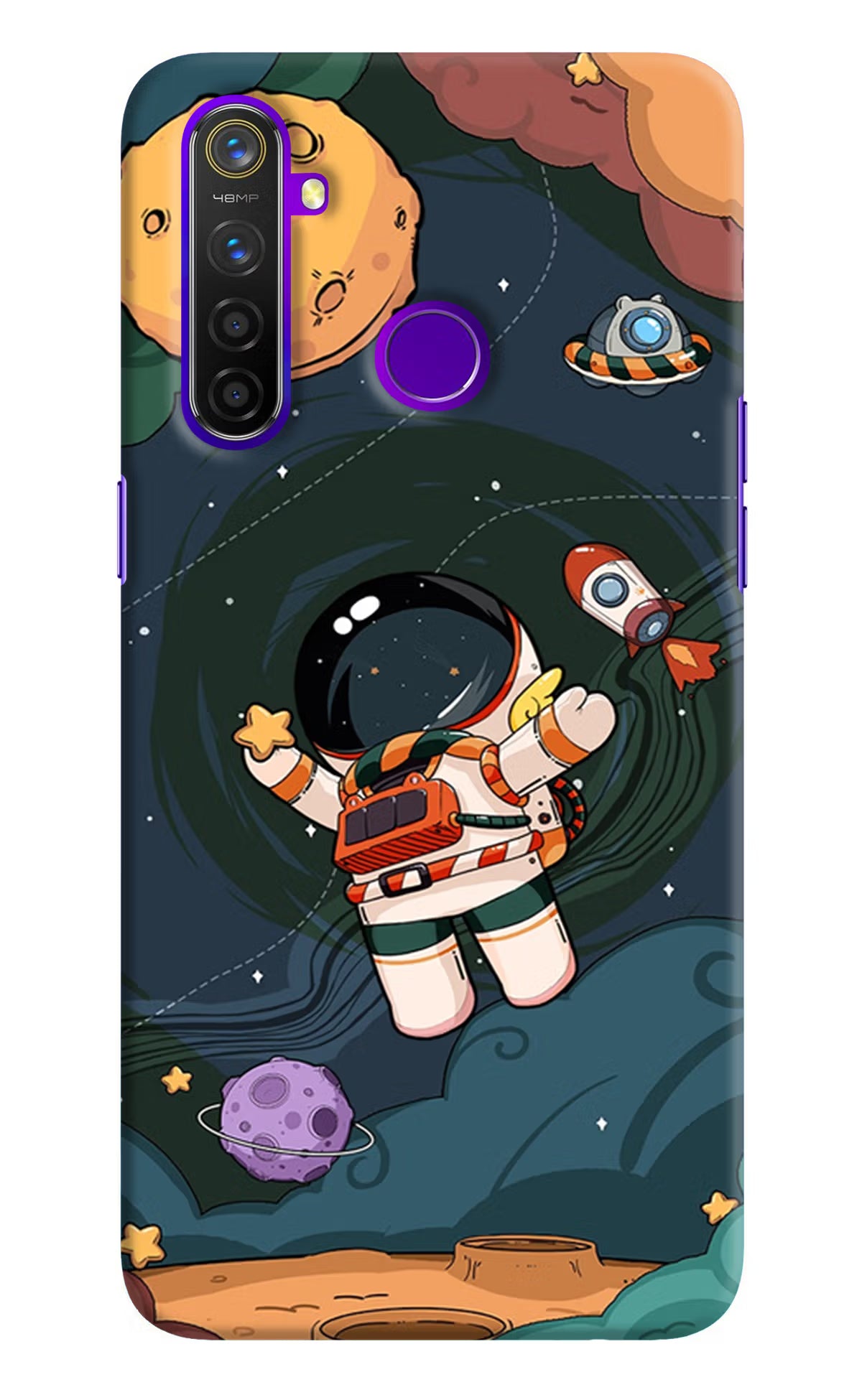 Cartoon Astronaut Realme 5 Pro Hard Case Back Cover by Casekaro