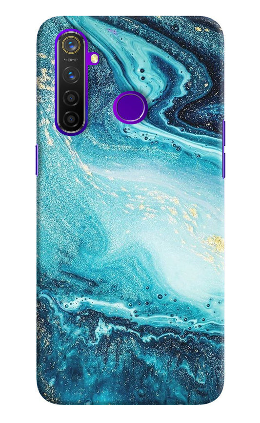 Blue Glitter Marble Realme 5 Pro Hard Case Back Cover by Casekaro
