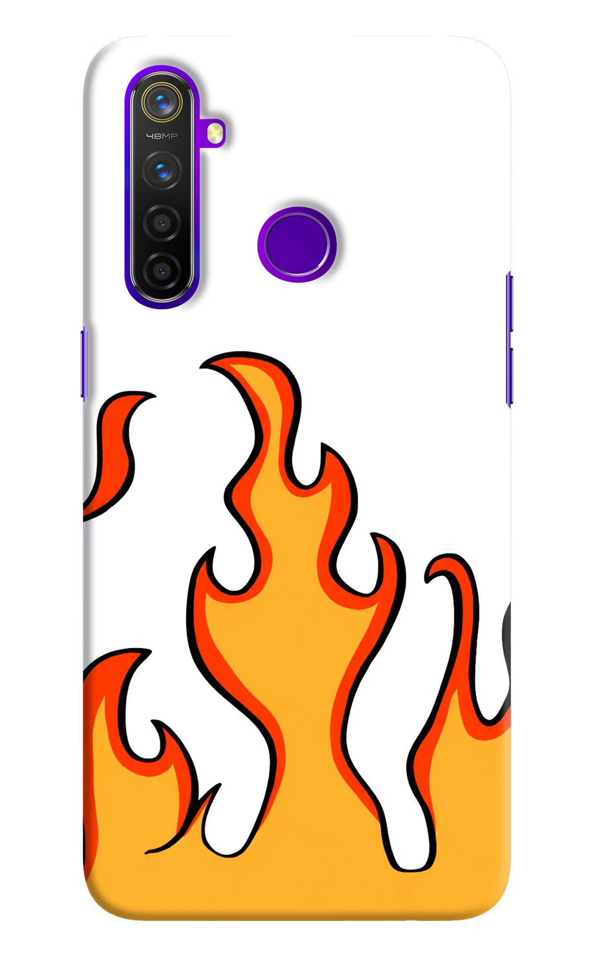 Fired Up – White Realme 5 Pro Hard Case Back Cover by Casekaro