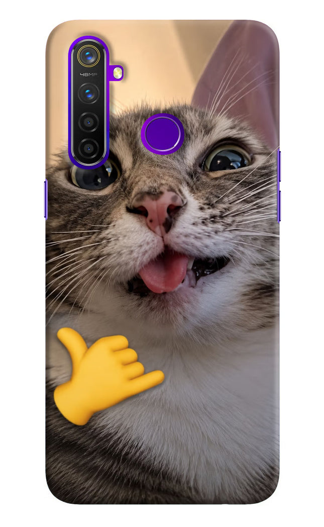 Silly Cat Call Realme 5 Pro Hard Case Back Cover by Casekaro