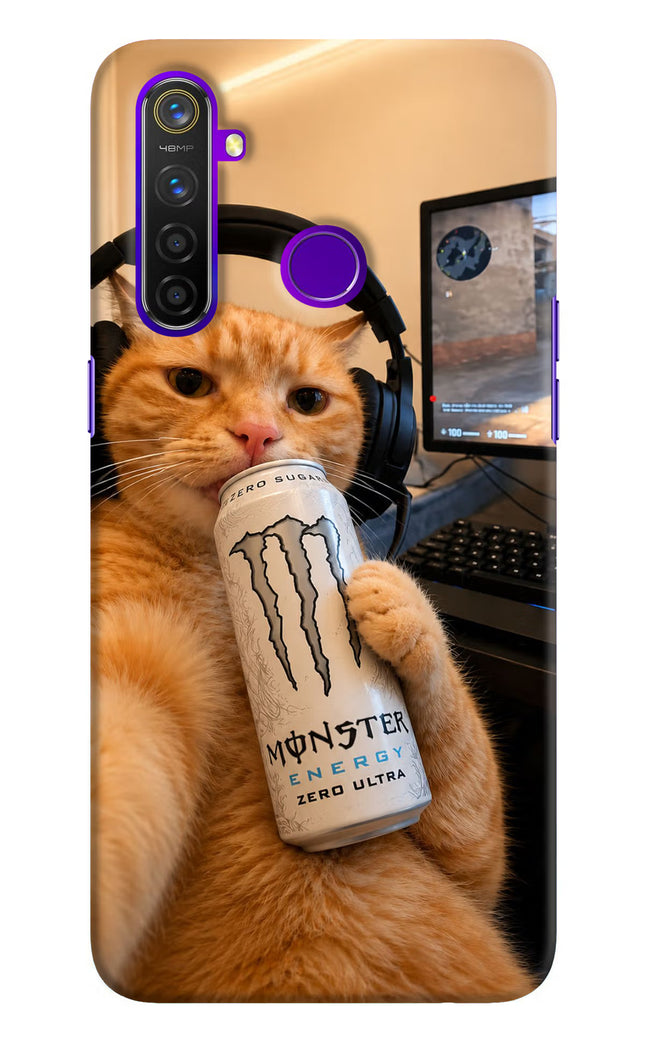 Gamer Cat Energy Realme 5 Pro Hard Case Back Cover by Casekaro