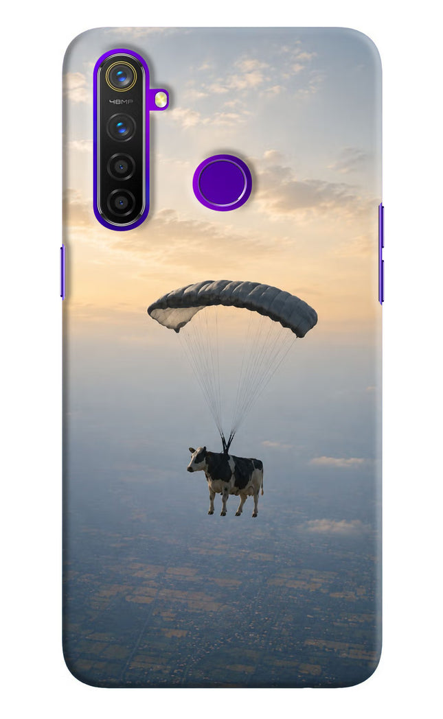 Skydiving Cow Realme 5 Pro Hard Case Back Cover by Casekaro