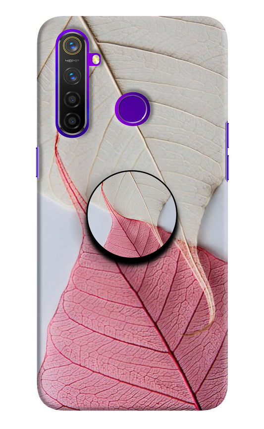 White Pink Leaf Realme 5 Pro Pop Case by Casekaro