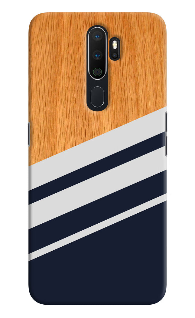 Blue and white wooden Oppo A5 2020/A9 2020 Hard Case Back Cover by Casekaro