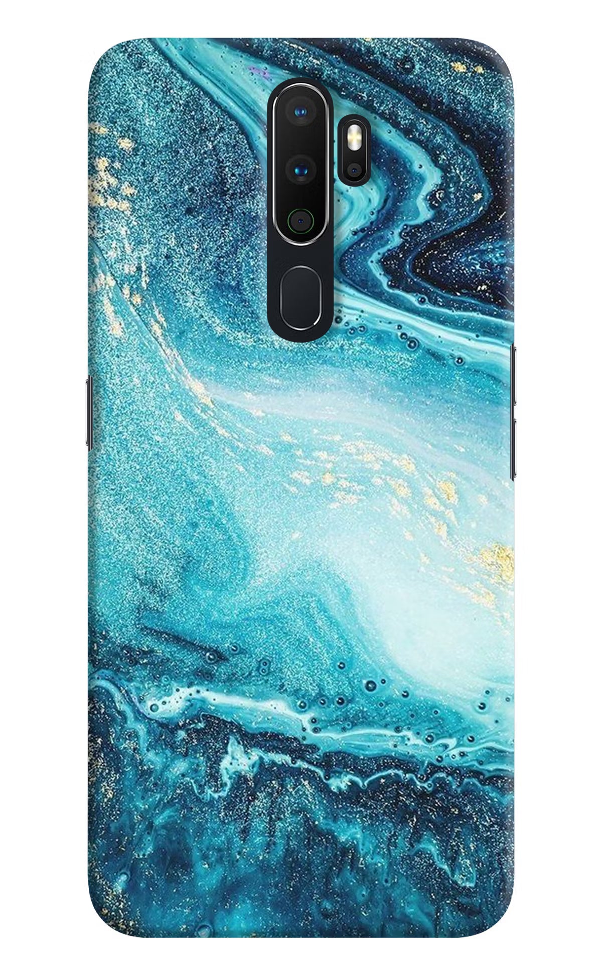 Blue Glitter Marble Oppo A5 2020/A9 2020 Hard Case Back Cover by Casekaro