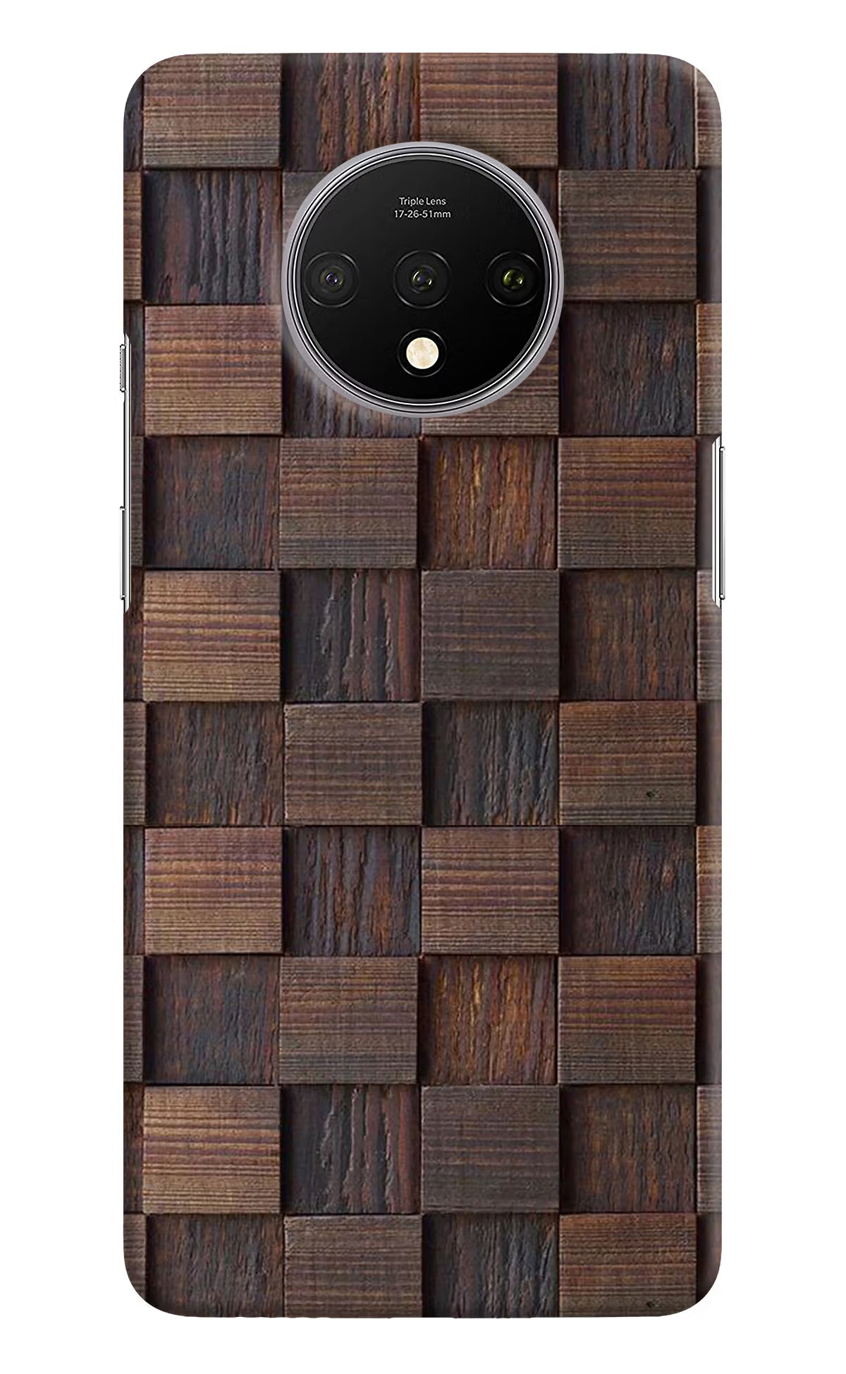 Wooden Cube Design Oneplus 7T Hard Case Back Cover by Casekaro