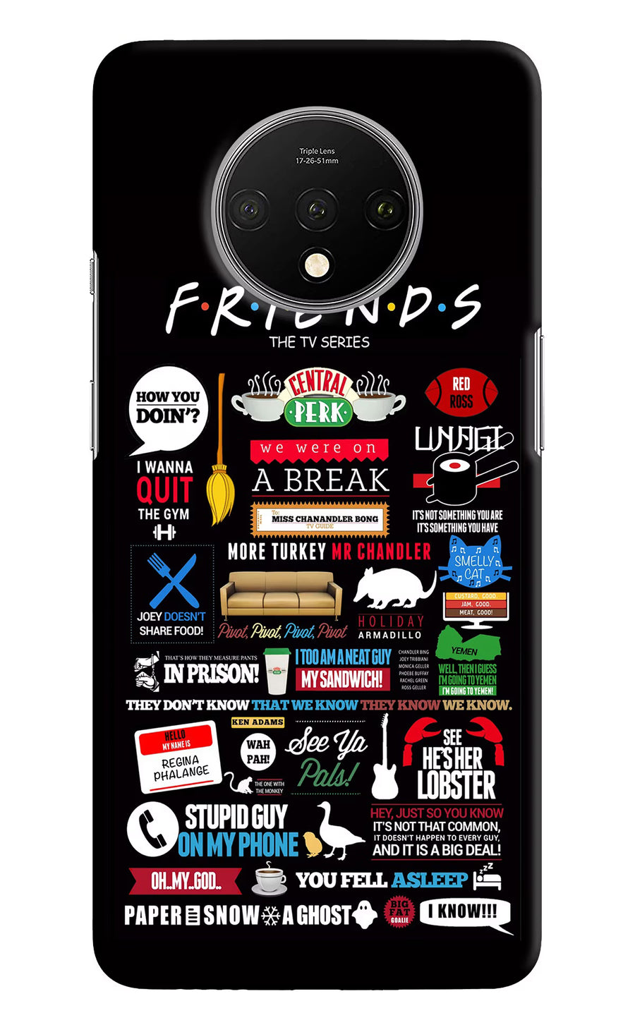 FRIENDS Oneplus 7T Back Cover, Hard case
