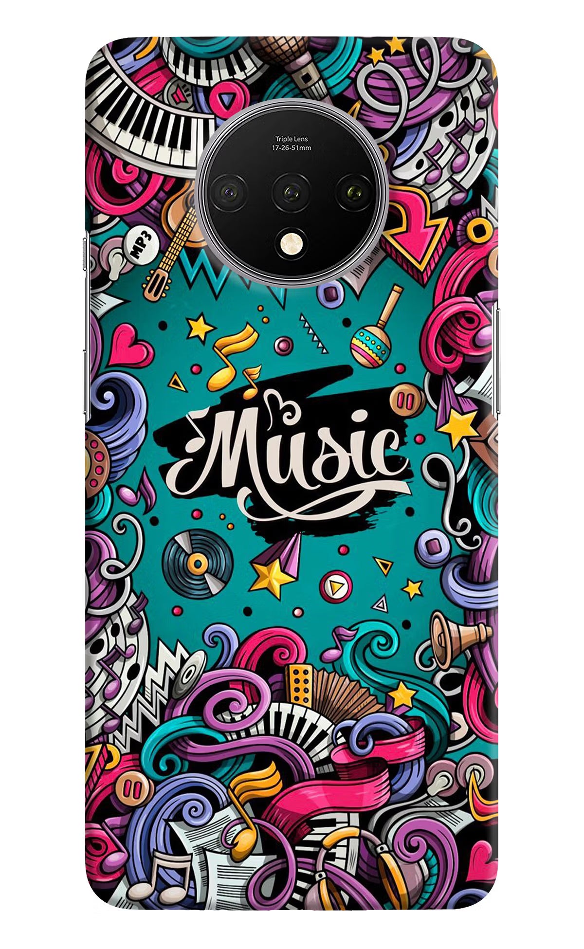 Music Graffiti Oneplus 7T Hard Case Back Cover by Casekaro