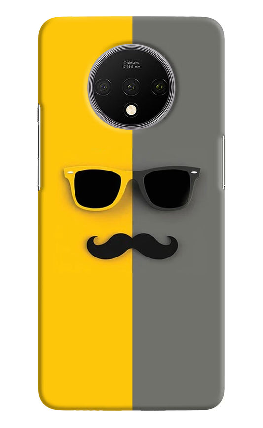 Sunglasses with Mustache Oneplus 7T Hard Case Back Cover by Casekaro